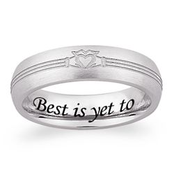 Ladies Stainless Steel Engraved Claddagh Wedding Band