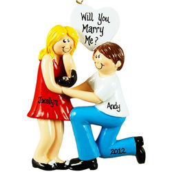 Personalized Boy Kneeling to Girl Engagement Ornament