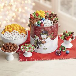 Holiday Treats in Penguin and Snowman Tin