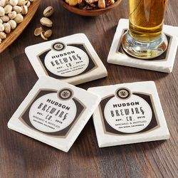 Personalized Hops Tumbled Marble Coasters