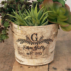 Birch Bark 5" Planter Vase Engraved Wedding Gift
