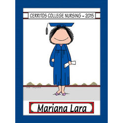 Personalized Graduate Cartoon Print with Cap and Gown