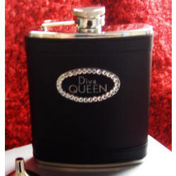 Personalized Black Flask with Crystals