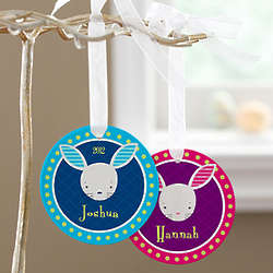 Kid's Personalized Trendy Bunny Easter Ornament