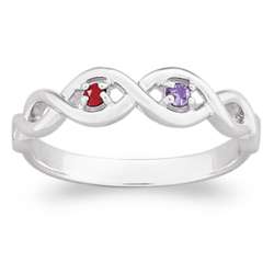 Sterling Silver Couple's Genuine Birthstone Infinity Ring