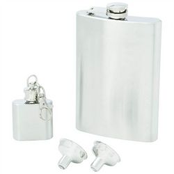 Engravable 8 Ounce Flask and Mini Flask Keychain