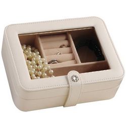 Small Travel Jewelry Case with Crystal Clasp