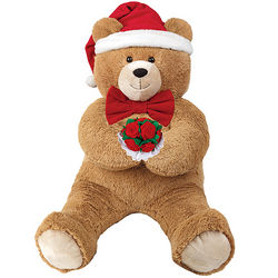 Lil' Hunka Love Teddy Bear with Santa Hat, Bowtie, and Roses