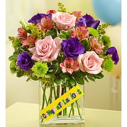 Congratulations Bouquet in Rectangle Vase