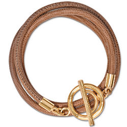 Beige Leather Link Wrap Bracelet