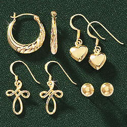 Gold Over Sterling Silver Earring Set