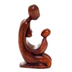 Mother and Her Child Wood Sculpture