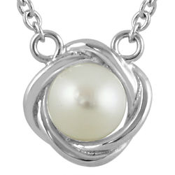 Freshwater Cultured Pearl Rope Twist Pendant in Sterling Silver