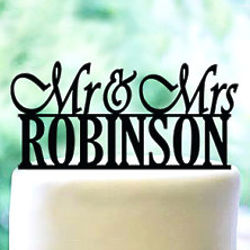 Mr & Mrs Personalized Wood Wedding Cake Topper