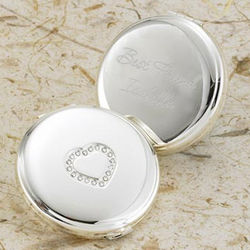 Personalized Sweetheart Silver Plated Compact Mirror