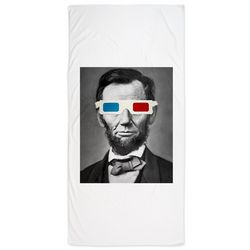 Abraham Lincoln in 3D Glasses Beach Towel