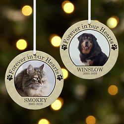 Personalized Pet Memorial Photo Round Ornament