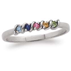 Sterling Silver Petite S-Curve Birthstone Ring