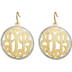 Round Gold Vermeil Custom Monogram Dangle Earrings