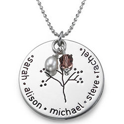 Personalized Sterling Silver Family Tree Necklace