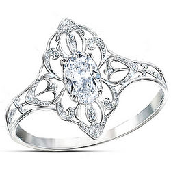 Duchess Kate Royal Lace Diamonesk Silver Ring