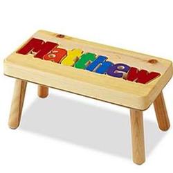 Personalized Primary Colors Puzzle Name Stool
