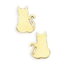 14 Karat Gold Cat Silhouette Earrings