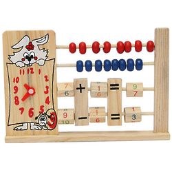 Wooden Clock and Counting Toy with Abacus