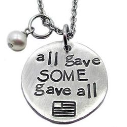 Some Gave All Pewter Pendant with Birthstone Charm Necklace