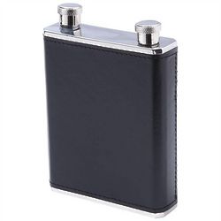 Black and Brown Faux Leather Wrap Dual Flask