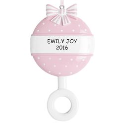 Personalized Pink Baby Rattle Ornament