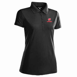 Lady's Wisconsin Badgers Black Pique Polo