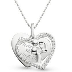 Sterling Mother & Baby Heart Necklace
