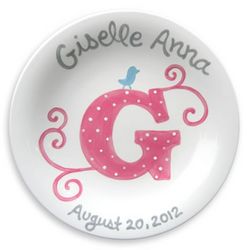 Personalized Baby Girl Scrolling Initial Plate