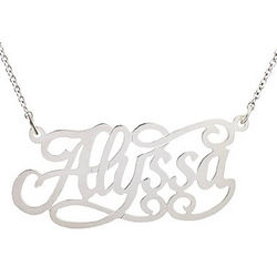 Personalized Sterling Silver Fancy Flourish Name Necklace