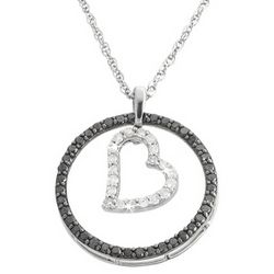 Black and White Diamond Heart Necklace