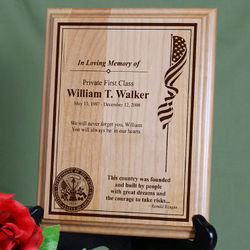 Personalized Military Memorial Wood Plaque