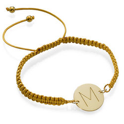 Shamballa Personalized Initial Disc Bracelet in Gold Plating
