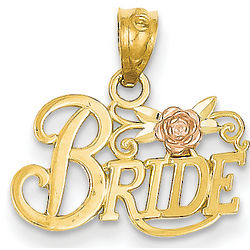 14k Two-tone Gold Bride Pendant