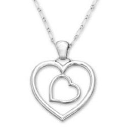 Silver You and Me Heart Necklace