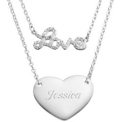 Sterling Silver Duo Love Necklace