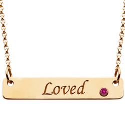 Gold Over Sterling Loved Bar and Birthstone Pendant