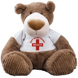 Get Well Soon Personalized Red Cross Mocha Teddy Bear