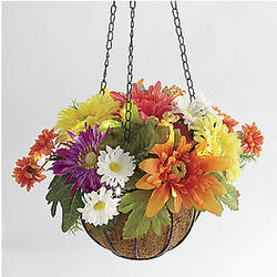 Bright Colors Floral Hanging Lit Basket