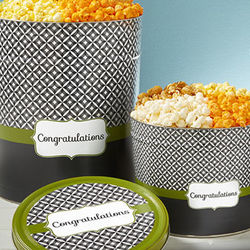 Simply Stated Congratulations 3 Gallon 3 Flavor Popcorn Tin