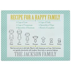 Personalized Recipe for a Happy Family Glass Cutting Board