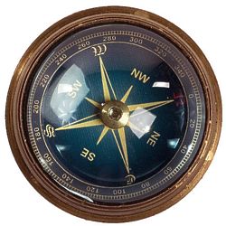 Antiqued Brass Lens Compass