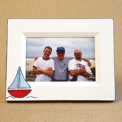 Blue Sailboat Hand Painted 3x3 Picture Frame