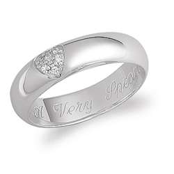 Sterling Silver Pave CZ Heart Engraved Message Ring