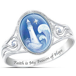 Women's Thomas Kinkade Waves of Hope Sterling Silver-Plated Ring